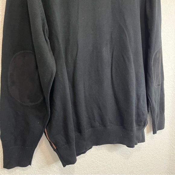 Luxton Black Orange Full Zip Argyle Long Sleeves Elbow Patch Sweater Mens Sz L - Picture 7 of 11